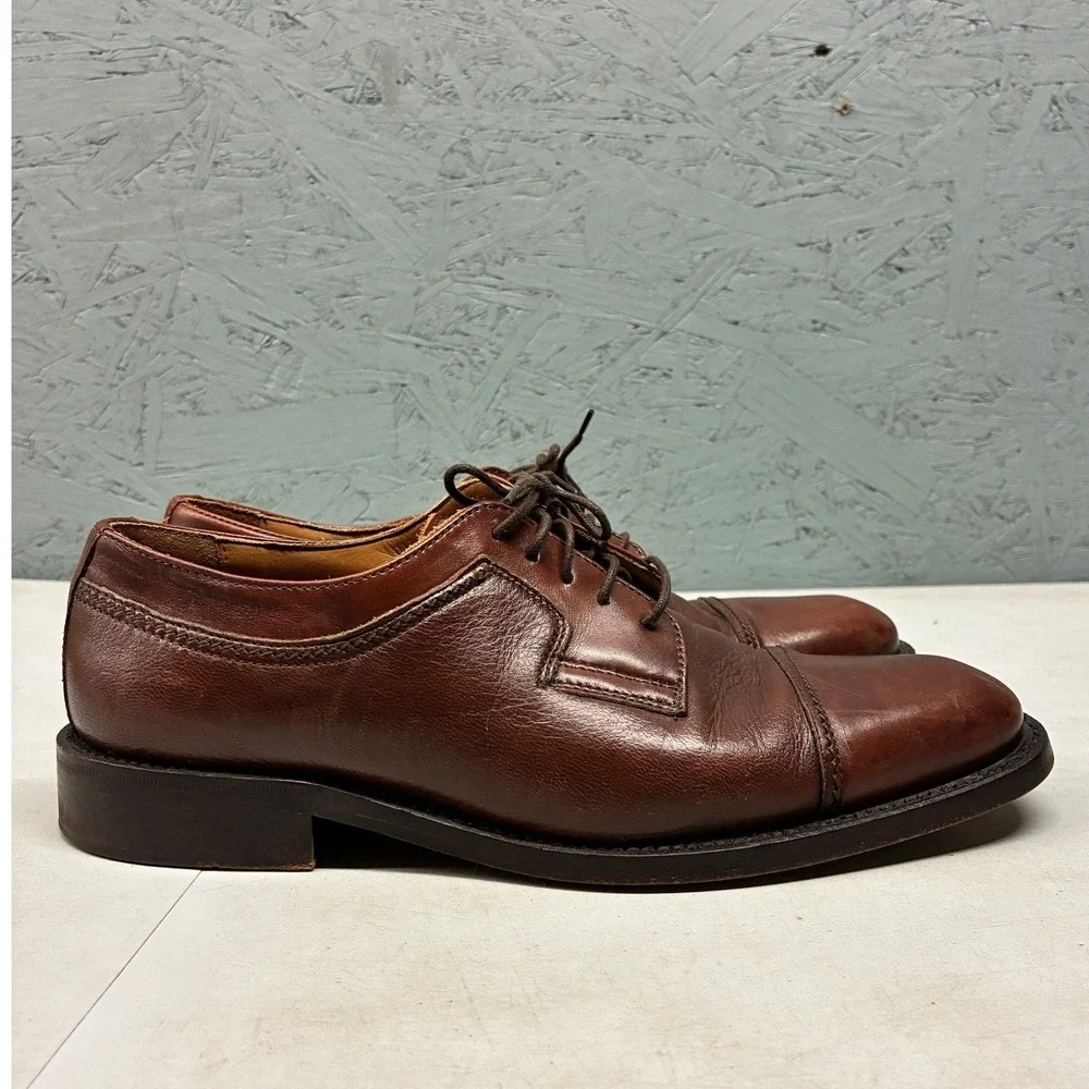 Pitti Shoes Firenze Cap Toe Derby Shoes Mens 8.5 M Brown Leather Made In Italy